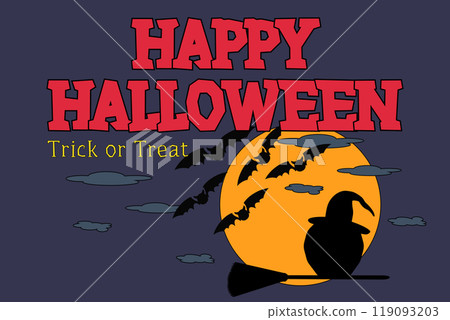 Witch Silhouette on Halloween Moon Scene 119093203
