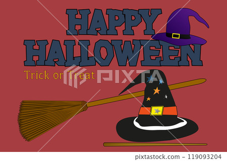 Halloween Witch Hat and Broom Design 119093204