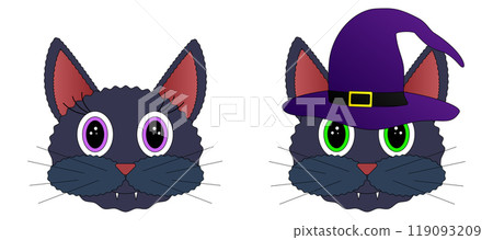 Black Cat Halloween Vector Illustration set Black Cat Halloween Vector Illustration set 119093209