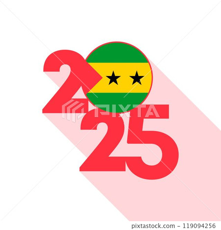 2025 banner with Saint Thomas and Prince flag inside. Vector illustration. 2025 banner with Saint Thomas and Prince flag inside. Vector illustration. 119094256