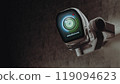 Security CCTV camera in the dark. Scan the area for surveillance purposes. technology and innovation concept. 119094623