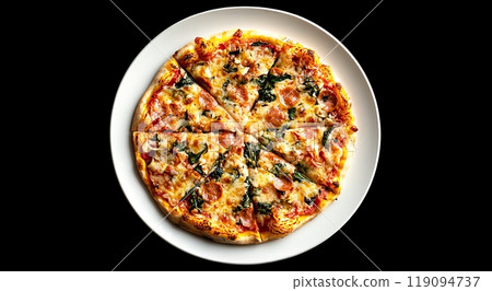 Paroni and spinach luxury pizza Paroni and spinach luxury pizza 119094737