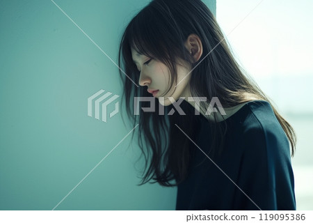 Beautiful woman with straight hair "AI generated image" 119095386