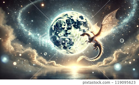 Dragon and full moon 119095623