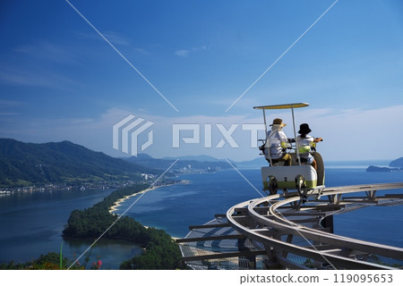 Amanohashidate in summer - View of Hiryu from a cycle car at Amanohashidate View Land 119095653