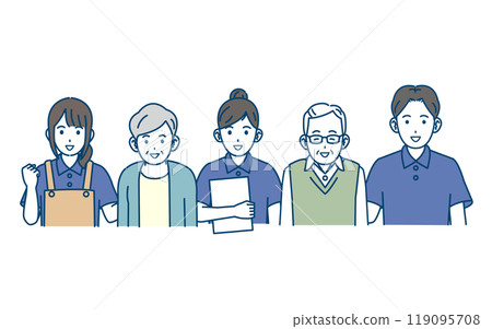 老年人和護理人員的插圖 119095708