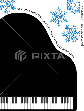帶有鋼琴和雪花的可愛賀卡（冬季）的向量圖解 119095778