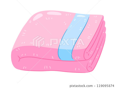 Illustration of towel. Personal hygiene and self care item. Illustration of towel. Personal hygiene and self care item. 119095874