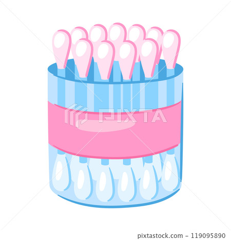 Illustration of cotton swabs. Personal hygiene and self care item. 119095890