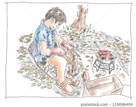 在木柴上露營 119096404