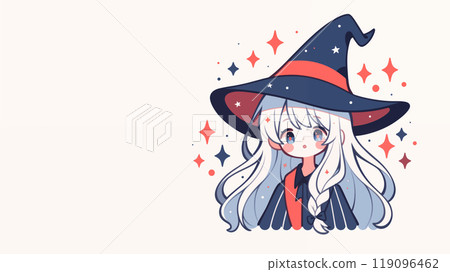Hand drawn anime cute halloween witch illustration 119096462