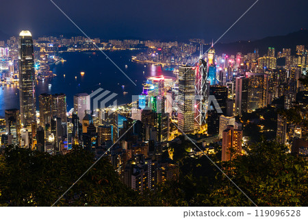Hong Kong Skyline at Dusk in China 119096528