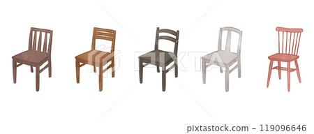Cute wooden chair illustration set 119096646