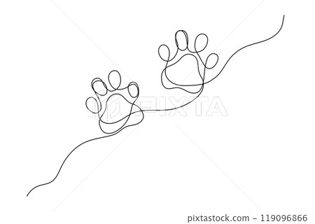 Dog or wolf paw one continuous line corner. Doodle animal print 119096866