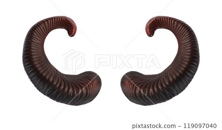 Long demon horns isolated on white background 119097040