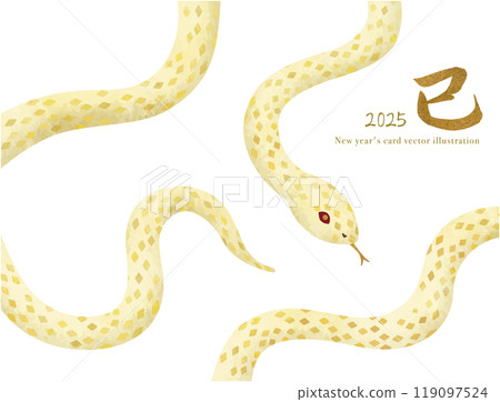 Vector illustration of a cute white snake that can be used for New Year's cards 119097524