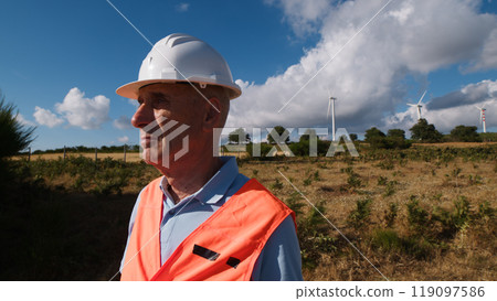 Senior Engineer At Work In The Nature Senior Engineer At Work In The Nature 119097586