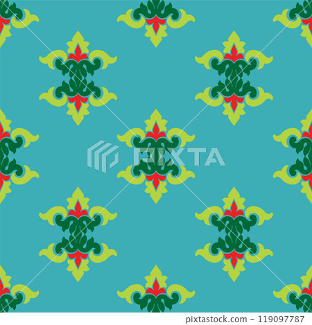 Tatar seamless pattern. Islamic tulip, floral geometry. Culture of the Tatar people, symbols of green and red. Tatar seamless pattern. Islamic tulip, floral geometry. Culture of the Tatar people, symbols of green and red. 119097787