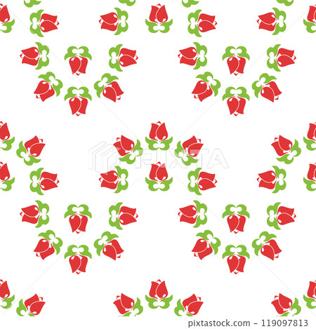 Floral pattern Tatar Native Ornamental border with tulips. Culture of the Tatar people, symbols of green and red Floral pattern Tatar Native Ornamental border with tulips. Culture of the Tatar people, symbols of green and red 119097813