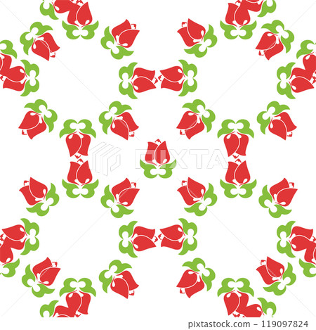 Floral pattern Tatar Native Ornamental border with tulips. Culture of the Tatar people, symbols of green and red 119097824