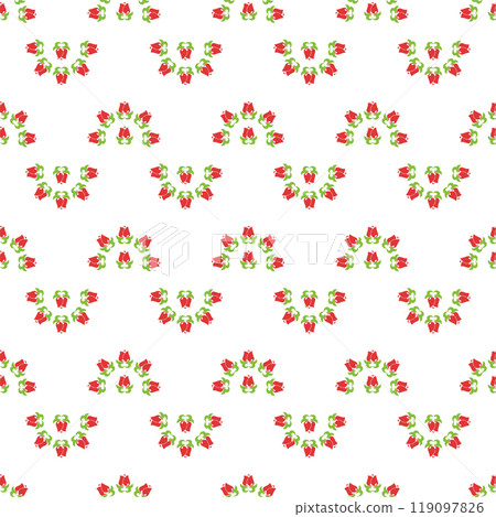 Floral pattern Tatar Native Ornamental border with tulips. Culture of the Tatar people, symbols of green and red Floral pattern Tatar Native Ornamental border with tulips. Culture of the Tatar people, symbols of green and red 119097826