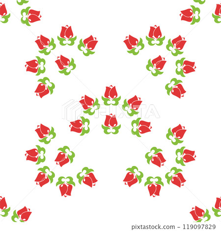 Floral pattern Tatar Native Ornamental border with tulips. Culture of the Tatar people, symbols of green and red Floral pattern Tatar Native Ornamental border with tulips. Culture of the Tatar people, symbols of green and red 119097829