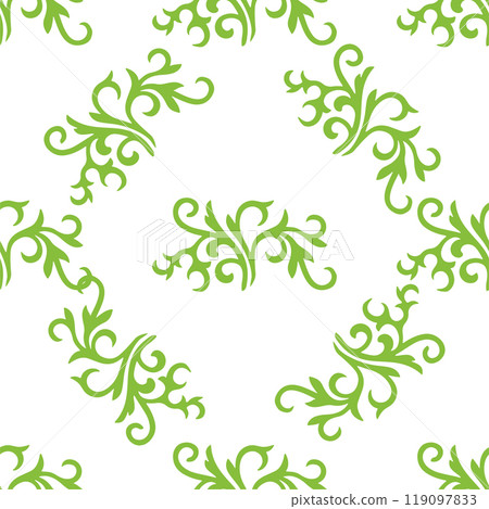 Islamic tulip, floral geometry. Tatar seamless pattern. Culture of the Tatar people, symbols of green and red. Islamic tulip, floral geometry. Tatar seamless pattern. Culture of the Tatar people, symbols of green and red. 119097833