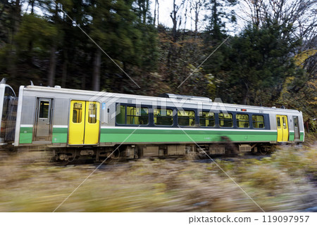 Running parallel to the Tadami Line 119097957