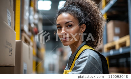 Woman working in a warehouse 119098048