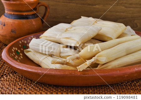 Mexican cuisine tamales and atole 119098481