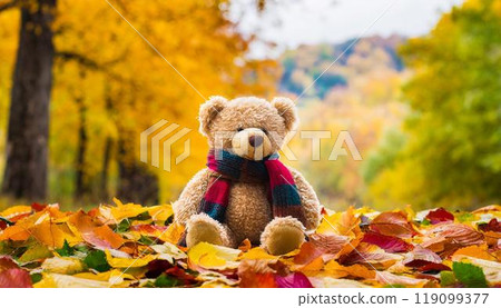 秋天的森林和泰迪熊 119099377