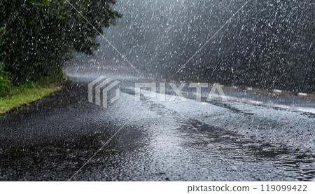 Heavy rain and asphalt 119099422
