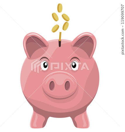 ceramic pink pig money box for saving money vector illustration 119099707