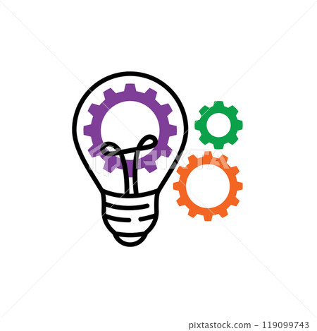 Gear and bulb icon Gear and bulb icon 119099743