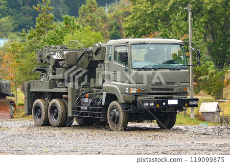 Parked Ground Self-Defense Force heavy wrecker 119099875