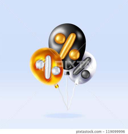 3D set of realistic percent sign balloon isolated 119099996