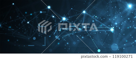 Connected networks in a digital worl. Abstract technology background 119100271