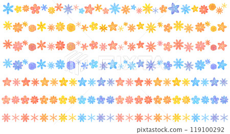 Colorful floral border decoration set Colorful floral border decoration set 119100292