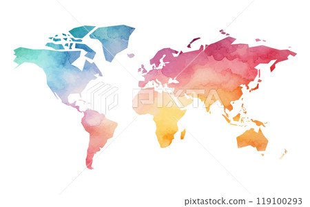 A vibrant watercolor world map features a blend of soft colors, showcasing the continents with artistic textures. Perfect for design projects and educational materials. A vibrant watercolor world map features a blend of soft colors, showcasing the continents with artistic textures. Perfect for design projects and educational materials. 119100293