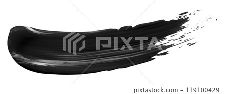 Shiny black liquid from separate brush strokes on white background. 119100429