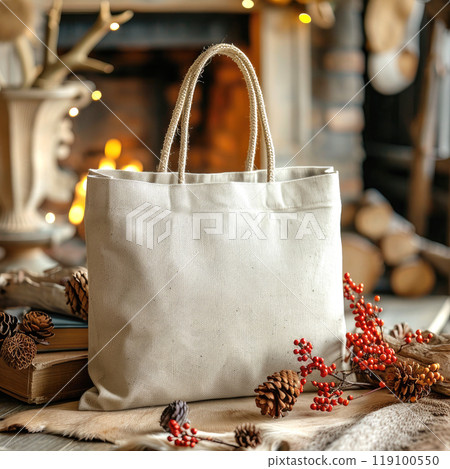 Tote Shopping Bag Mockup, Christmas theme 119100550