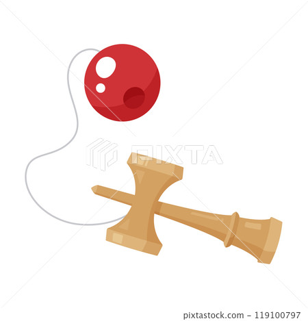Illustration of the moment when a cute Kendama is placed on the platter 119100797