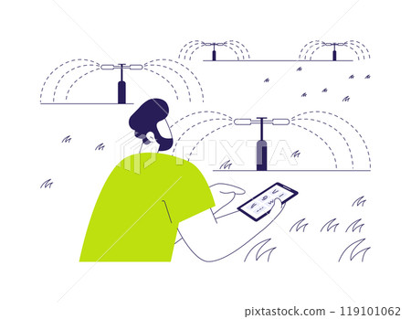Smart sprinkler system abstract concept vector illustration. Smart sprinkler system abstract concept vector illustration. 119101062