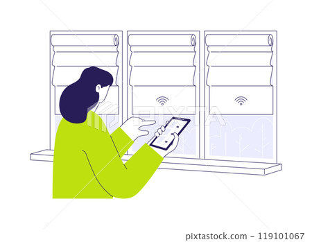 Smart window coverings abstract concept vector illustration. Smart window coverings abstract concept vector illustration. 119101067