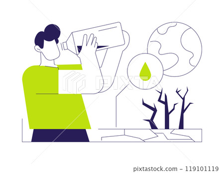 Lack of drinking water abstract concept vector illustration. 119101119