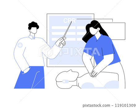 CPR course isolated cartoon vector illustrations. 119101309