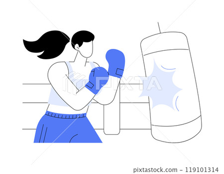 Kickboxing workout isolated cartoon vector illustrations. Kickboxing workout isolated cartoon vector illustrations. 119101314