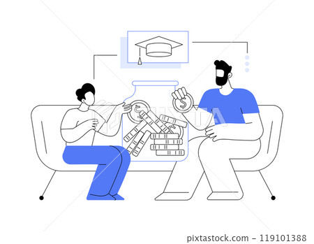 Saving money for college isolated cartoon vector illustrations. Saving money for college isolated cartoon vector illustrations. 119101388
