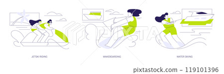 Water sports abstract concept vector illustrations. 119101396