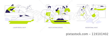 Luxury yacht abstract concept vector illustrations. 119101402